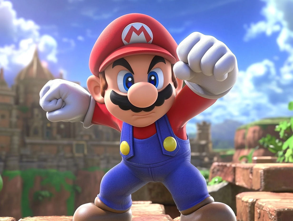 Mario getting ready to smash