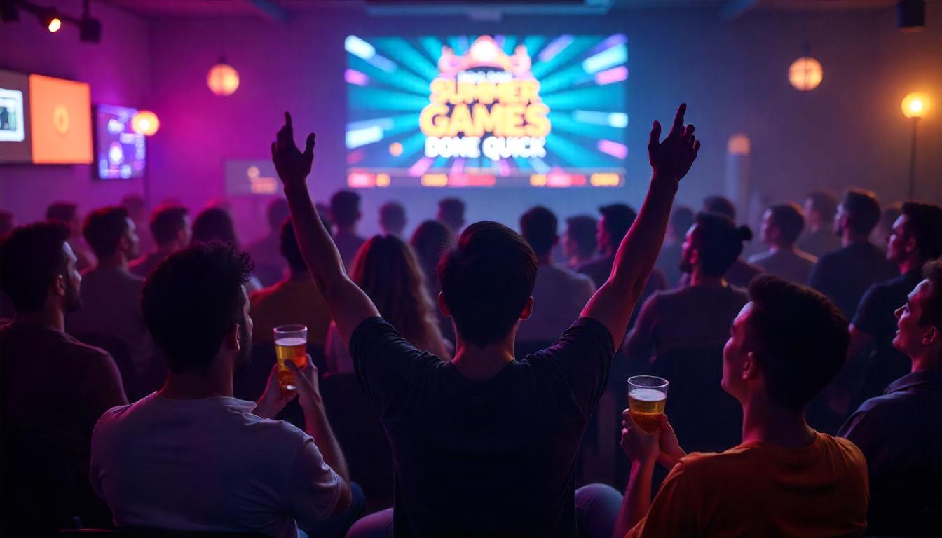 crowd cheering and watching games done quick